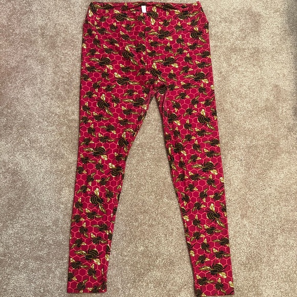 Lularoe TC Pink Bee Leggings - Picture 1 of 5